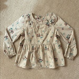 Bonpoint Girls Floral Long Sleeve Blouse (Size 8)